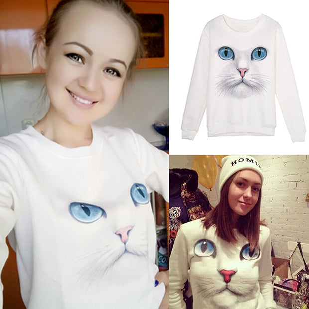Cozy 3D Cat Face Sweatshirt Stylish Winter Cloth for Cold Weather Days