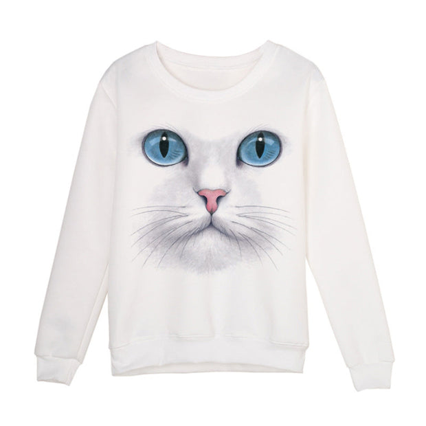Cozy 3D Cat Face Sweatshirt Stylish Winter Cloth for Cold Weather Days
