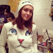 Cozy 3D Cat Face Sweatshirt Stylish Winter Cloth for Cold Weather Days